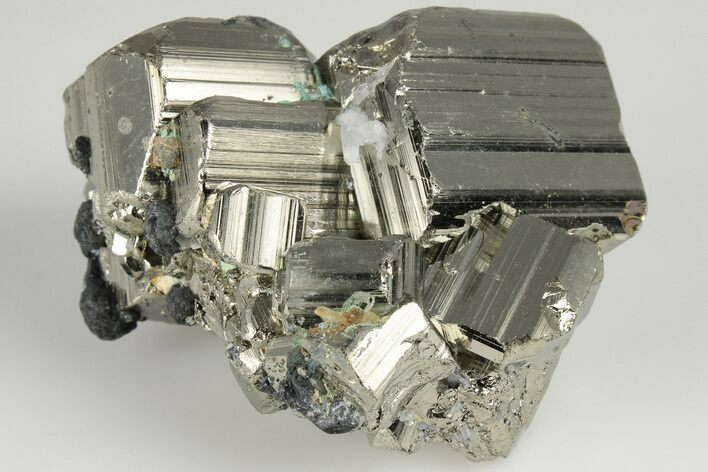 Striated, Cubic Pyrite Crystal Cluster - Peru #202934